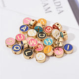 100pcs Mixed Colorful Alloy Letter Round Beads 8mm DIY Jewelry Making