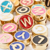 100pcs Mixed Colorful Alloy Letter Round Beads 8mm DIY Jewelry Making