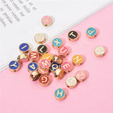 100pcs Mixed Colorful Alloy Letter Round Beads 8mm DIY Jewelry Making