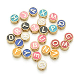 100pcs Mixed Colorful Alloy Letter Round Beads 8mm DIY Jewelry Making