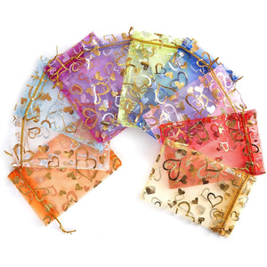 100pcs 9x12cm Mixed Random Organza Bags Jewelry Packaging Wedding Pouches