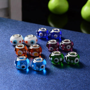 100pcs Big Hole Lampwork Beads DIY Bracelets Turkey Eyes Loose Jewelry