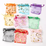 100pcs Wedding Organza Jewelry Pouch Bags Drawstring Heart Star Mesh