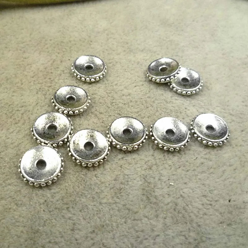 100pcs Antique Round Alloy Spacer Beads 9x2mm DIY Jewelry Making Findings