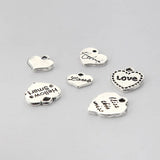 100pcs Antique Silver Heart Letter Charms for DIY Jewelry Making