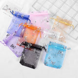 100pcs Butterfly Organza Bag Wedding Voile Gift Bag Drawstring Pouch