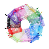 100pcs Butterfly Organza Bag Wedding Voile Gift Bag Drawstring Pouch