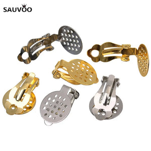 100pcs Copper Ear Clips Rhodium/Gold Clip On Earring