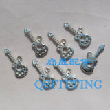100pcs DIY Guitar CCB Beads, Acrylic Charms, Silver Plated