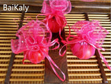 100pcs Round Organza Bag Drawstring Wedding Christmas Bags
