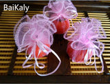 100pcs Round Organza Bag Drawstring Wedding Christmas Bags