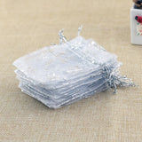 100pcs Snowflake Organza Bags 6x8cm Favor Wedding Christmas Gift Bag
