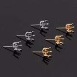 100pcs Copper Claw Prong Earrings Settings DIY Jewelry Findings
