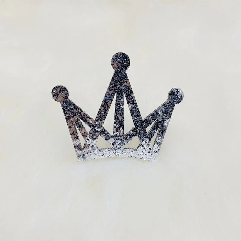 100pcs Glitter Crown Hollow Crowns Patches for Hair Clasp Clips Crafts