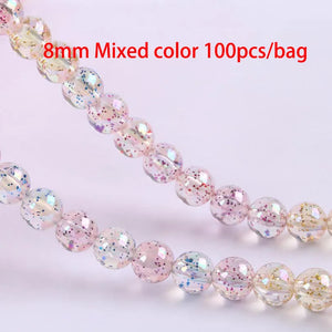 100pcs Glittery Round Beads 8mm/10mm Acrylic Clear Beads For Jewelry Making