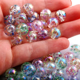 100pcs Glittery Round Beads 8mm/10mm Acrylic Clear Beads For Jewelry Making
