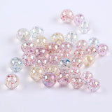 100pcs Glittery Round Beads 8mm/10mm Acrylic Clear Beads For Jewelry Making