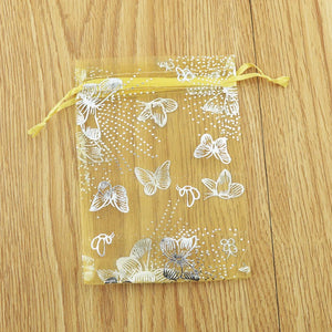 100pcs Organza Bags 9x12cm Butterfly Jewelry Pouch Wedding Gift Bags