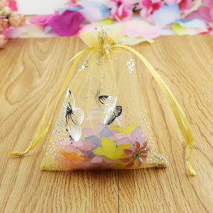 100pcs Organza Bags 9x12cm Butterfly Jewelry Pouch Wedding Gift Bags