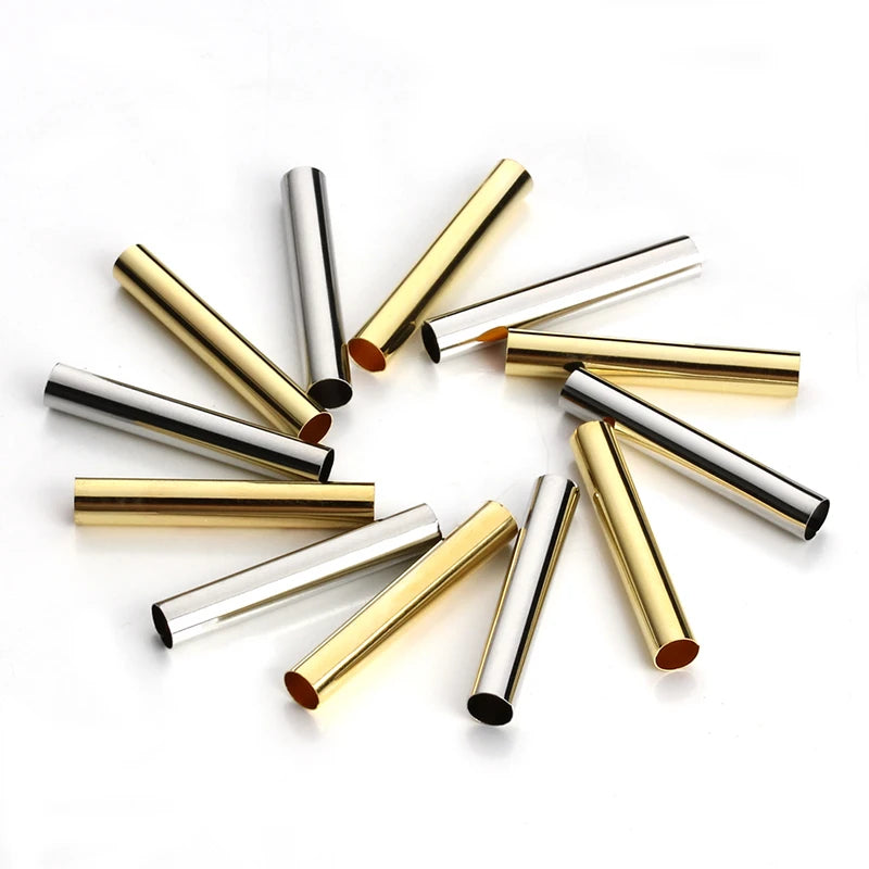100pcs Gold/Rhodium Spacer Tube Beads for Necklace Bracelet Making