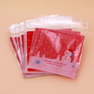 100pcs Christmas Snowman Cookie Packing Bags 10x10cm For Kids