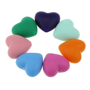 100pcs Heart Shape Silicone Teeth Beads DIY Bpa Teether Babies Chewing