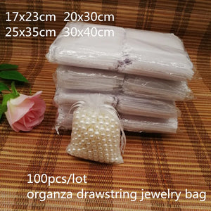 100pcs Drawstring Organza Bags Wedding Candy Favor Gift Bags
