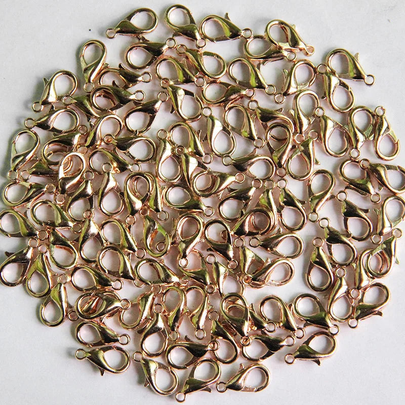 100pcs Alloy Lobster Claw Clasp Jewelry Findings - 6 Sizes