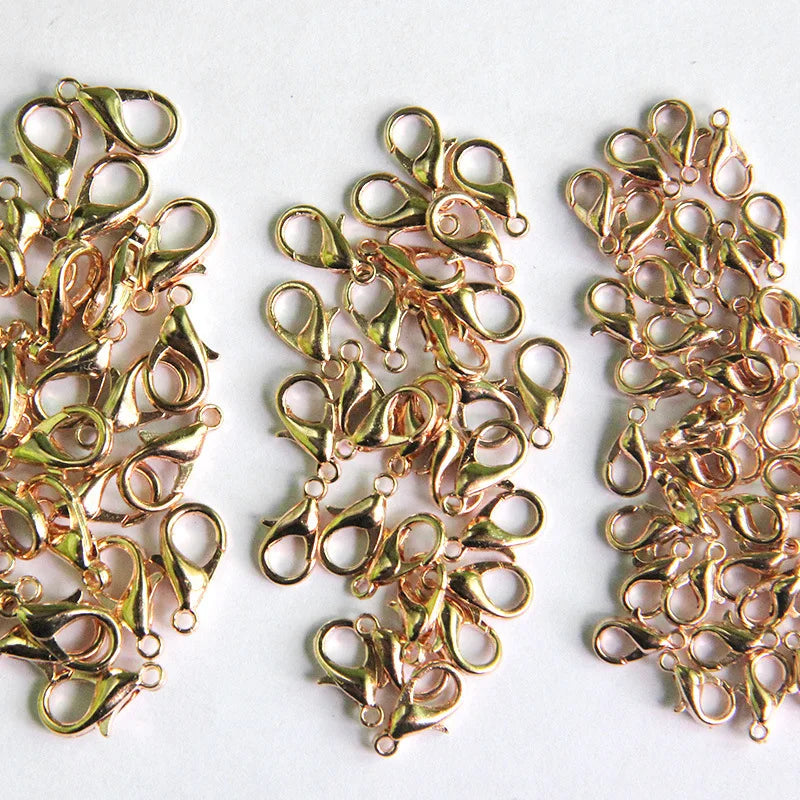 100pcs Alloy Lobster Claw Clasp Jewelry Findings - 6 Sizes