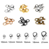 100pcs Lobster Clasp Hooks 6 Colors 10/12/14/16/18/21mm DIY Jewelry Findings