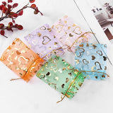 100pcs Love Heart Organza Bag Gift Wedding Voile Drawstring Pouch Storage Bag