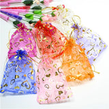 100pcs Love Heart Organza Bag Gift Wedding Voile Drawstring Pouch Storage Bag