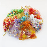 100pcs Love Heart Organza Bag Gift Wedding Voile Drawstring Pouch Storage Bag