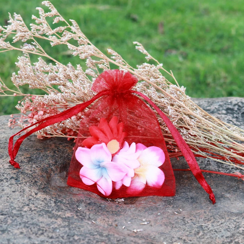 100pcs 7x9cm Drawstring Bags Favor Wedding Candy Girls' Hair Accessories Pouches