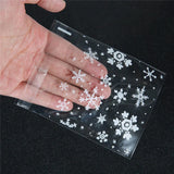 100pcs Merry Christmas Transparent Snowflake Gift Bags Self-adhesive Cookie Bags