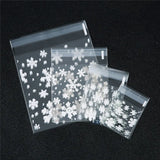 100pcs Merry Christmas Transparent Snowflake Gift Bags Self-adhesive Cookie Bags