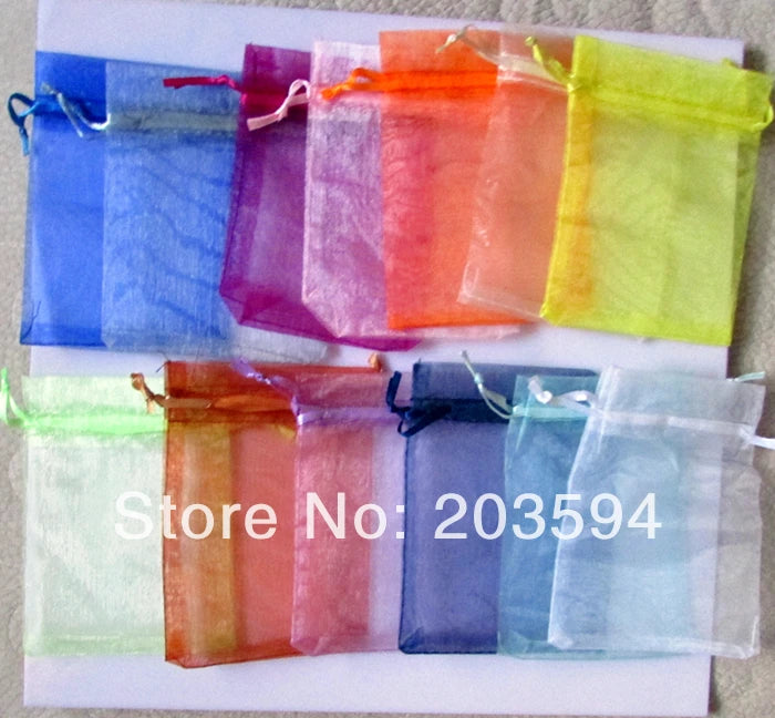 100pcs Mix Colors Organza Bags 9*12cm Wedding Gift Bags