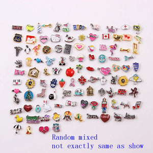 100pcs Mixed Floating Charms For Locket Heart Mom Birthstone Flower