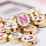 100pcs Mixed Letter Round Spacer Beads for Jewelry Making DIY