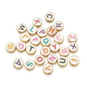 100pcs Mixed Letter Round Spacer Beads for Jewelry Making DIY