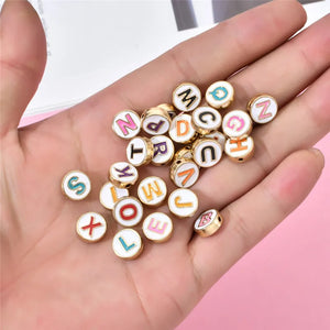 100pcs Mixed Letter Round Spacer Beads for Jewelry Making DIY