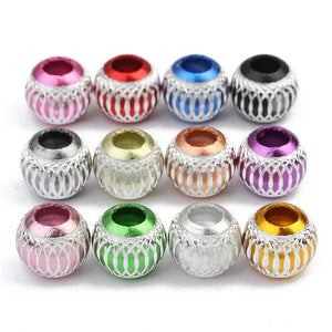 100pcs Mixed Round Lantern Aluminum European Beads for Jewelry Making