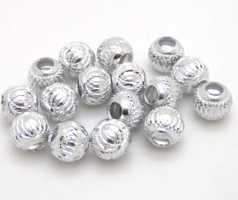 100pcs Mixed Round Lantern Aluminum European Beads for Jewelry Making