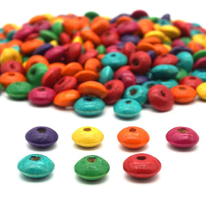 100pcs Natural Abacus Flat Wooden Charm Beads 3x6-6x12mm