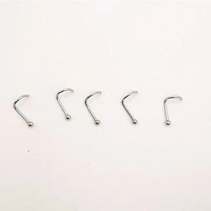 100pcs Stainless Steel Nose Stud Piercing L Shape Screw Nose Ring