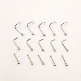 100pcs Stainless Steel Nose Stud Piercing L Shape Screw Nose Ring