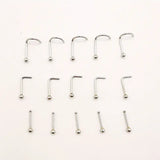 100pcs Stainless Steel Nose Stud Piercing L Shape Screw Nose Ring