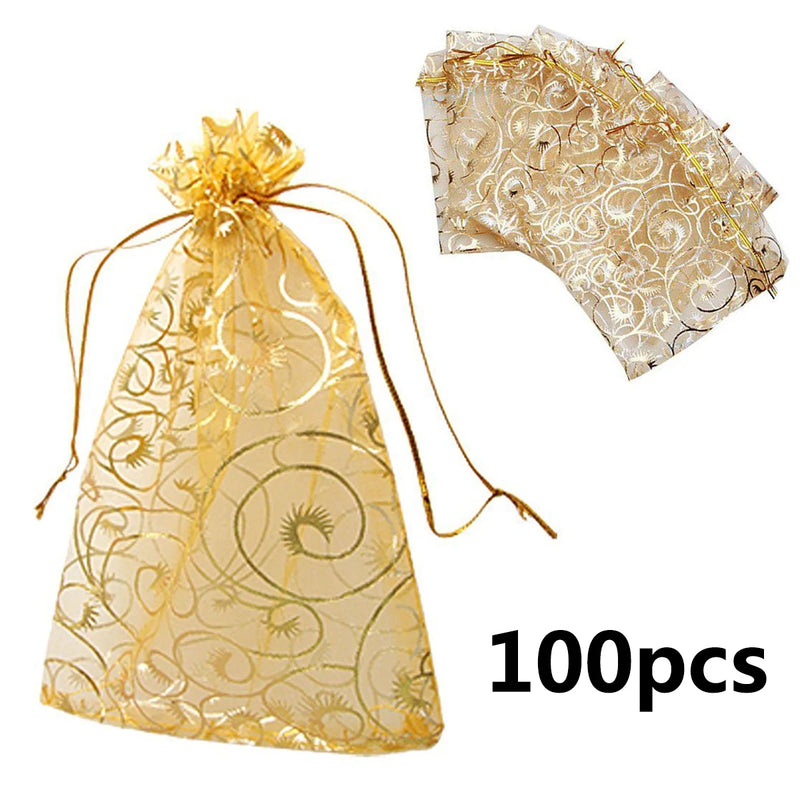 100pcs Coralline Organza Bags 9*12 Jewelry Tea Packaging Wedding Gift Bags