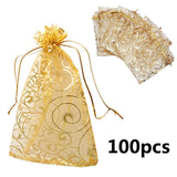 100pcs Coralline Organza Bags 9*12 Jewelry Tea Packaging Wedding Gift Bags