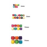 100pcs Colorful Square Wood Beads 4-10mm Cube Rondelle DIY Bracelets